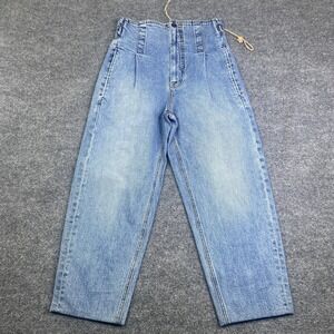 Colovos Jeans Womens 4 Blue High Rise Pleated Tapered Leg Made In USA Denim